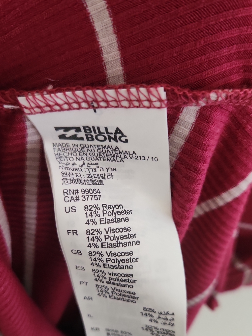 NWT Billabong Right Move Burgundy Striped T-shirt Dress XS - Picture 9 of 10